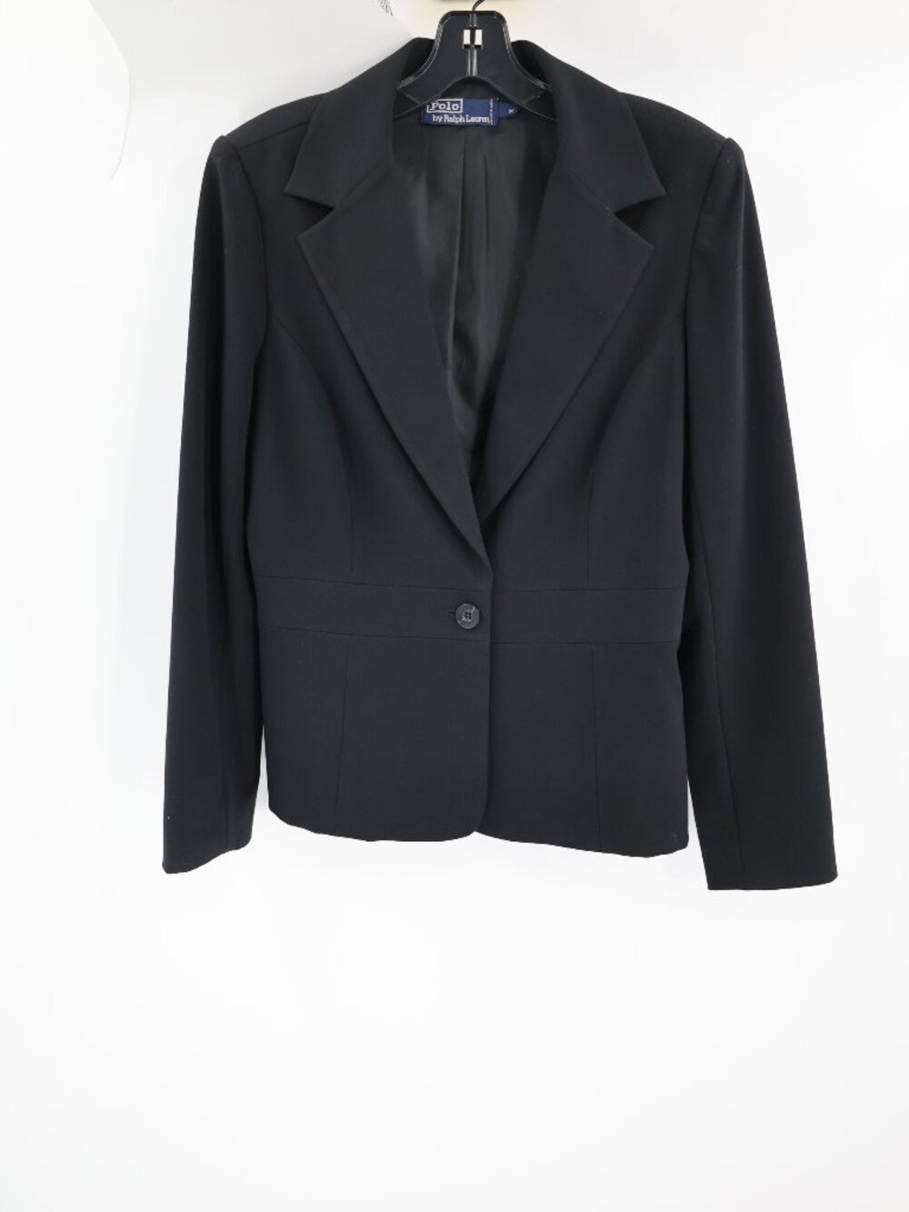Vintage Polo Ralph Lauren Blazer Womens Medium Classic One Button Black preppy